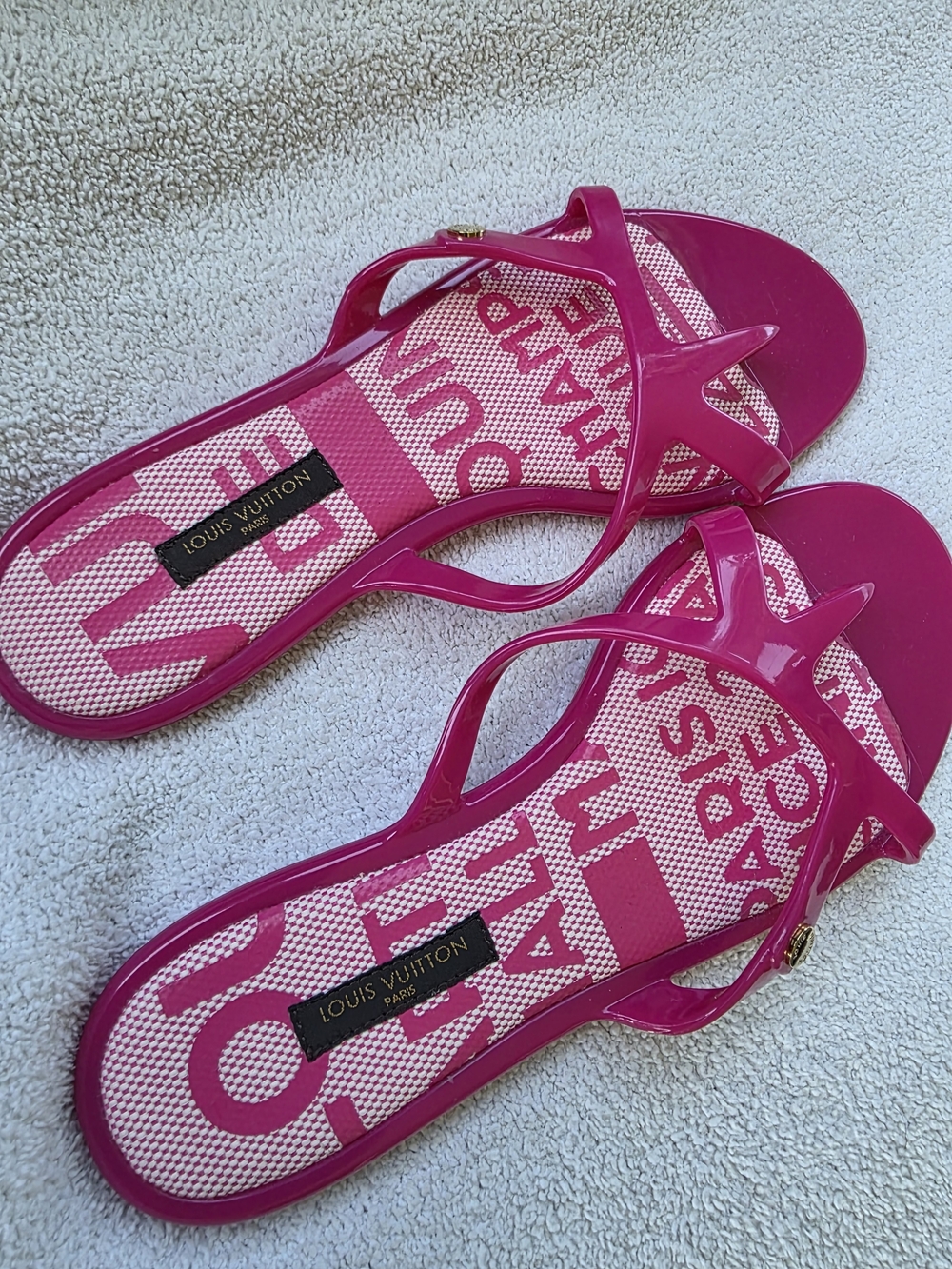 Louis Vuitton Women's Pink Jelly Sandals Size 36